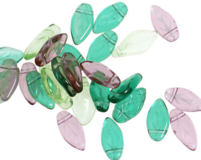 Czech Glass Lagoon Leaf Drop 5x10mm