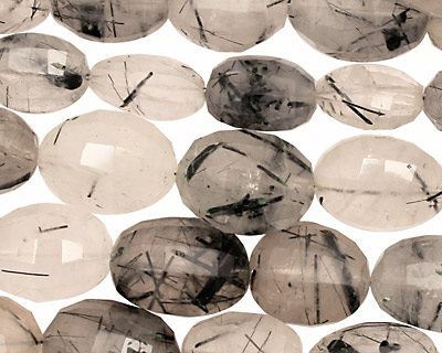 Tourmilated Quartz Faceted Rice 10-16x8-12mm