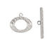 Silver (plated) Textured Oval Toggle Clasp 16x19mm, 27mm bar