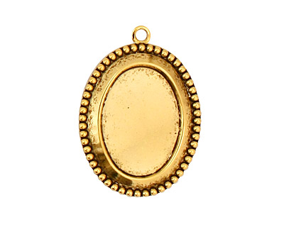 Stampt Antique Gold (plated) Beaded Edge Oval Setting 13x18mm