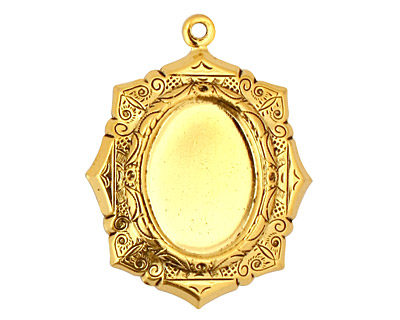 Stampt Antique Gold (plated) Egyptian Mosaic Oval Setting 13x18mm