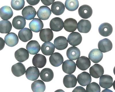 Czech Glass Matte Montana Blue AB Round 6mm