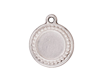 TierraCast Antique Silver (plated) Beaded Round Frame Drop 20x23mm