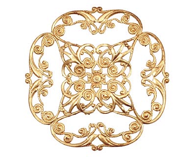 Brass Diamond Filigree Pendant 47mm