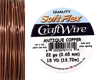 Soft Flex Non-Tarnish Antique Copper Craft Wire 22 gauge, 15 yards