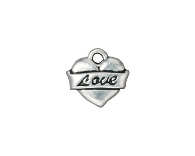 TierraCast Antique Silver (plated) Love Heart Charm 14mm