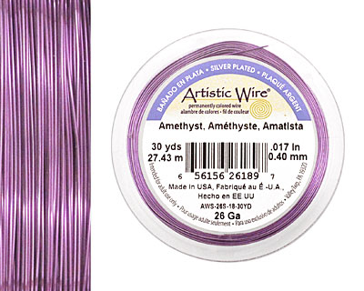 Artistic Wire Silver Plated Amethyst 26 gauge, 30 yards