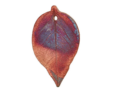 XAZ Raku Ivy Leaf Pendant 29x49-50mm