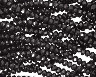 Jet Crystal Faceted Rondelle 3mm