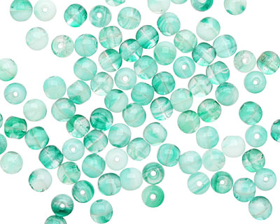 Czech Glass Green/White Round 4mm