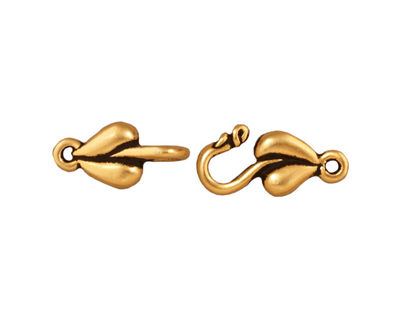 TierraCast Antique Gold (plated) Leaf Hook & Eye Clasp 17x8mm, 15x7mm