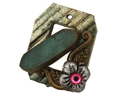Poison Tree Polymer Clay Green Flower Toggle Clasp 24x20mm, 21mm bar