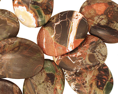 Red Forest Agate Flat Oval 40x30mm