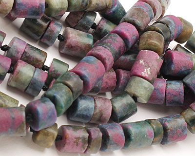 Ruby Zoisite (matte) Barrel Rondelle 10mm