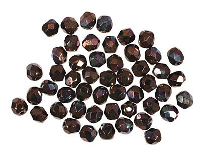 Czech Fire Polished Glass Luster Metallic Amethyst Round 4mm