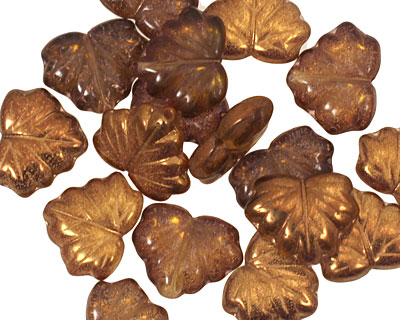 Czech Glass Smoky Copper Maple Leaf 10x13mm