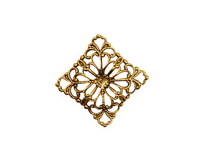 Stampt Antique Gold (plated) Floral Square Filigree 15mm