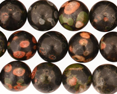 Black Leopardskin Jasper Round 12mm