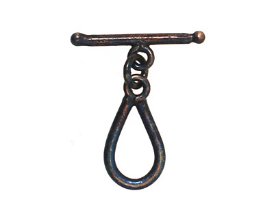 Missficklemedia Patinated Peacock Blue Oval Toggle Clasp 20x11mm, 24mm bar
