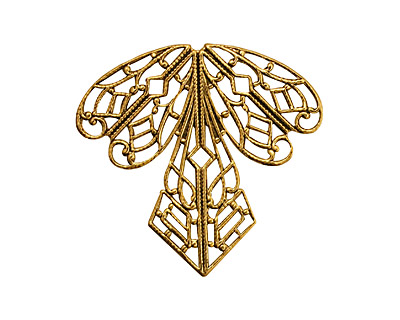 Stampt Antique Gold (plated) Deco Iris Filigree 36x38mm