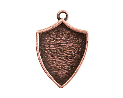 Nunn Design Antique Copper (plated) Crest Shield Bezel Pendant 20x30mm