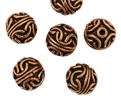 Antique Copper Round with Interlocking Arcs 12mm