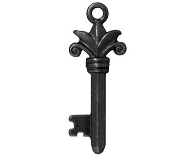 TierraCast Gunmetal Fleur Key Pendant 13x33mm