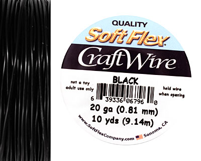 Soft Flex Black Craft Wire 20 gauge, 10 yards