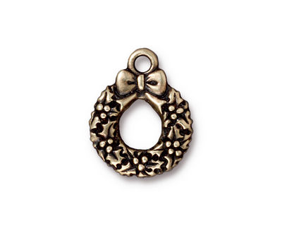 TierraCast Antique Brass (plated) Wreath Charm 16x20mm