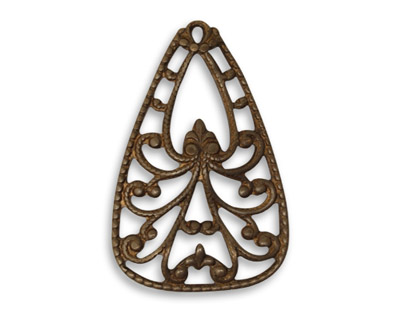 Vintaj Natural Brass Filigree Decor Pendant 21x34mm