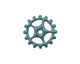 C-Koop Enameled Metal Peacock Blue Sectioned Gear 19mm