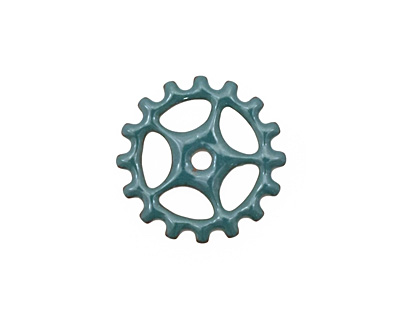 C-Koop Enameled Metal Peacock Blue Sectioned Gear 19mm