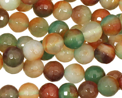 Green/Caramel Agate Faceted Round 8mm
