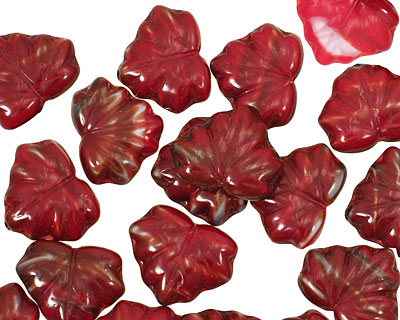 Czech Glass Pomegranate Maple Leaf 10x13mm