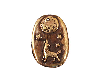 Green Girl Bronze Howling Wolf Pendant 16x22mm