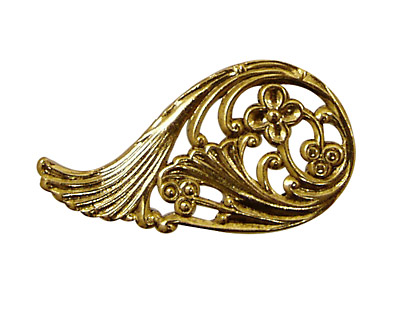 Stampt Antique Gold (plated) Floral Wing Filigree (left) 38x20mm