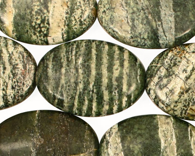 Green Zebra Jasper Flat Oval 25x18mm