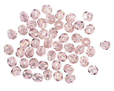 Czech Fire Polished Glass Silver Lined Light Amethyst Round 4mm