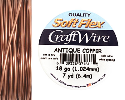 Soft Flex Non-Tarnish Antique Copper Craft Wire 18 gauge, 7 yards