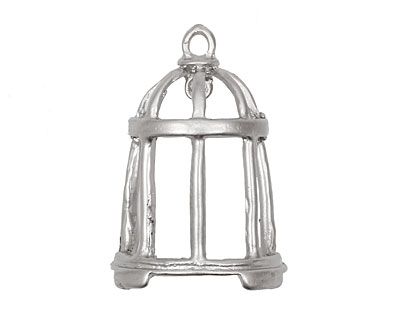 Ezel Findings Rhodium (plated) Bird Cage Pendant 16x31mm
