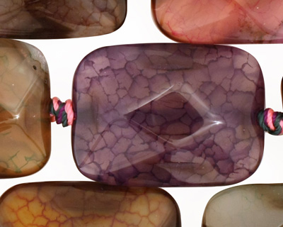 Rainbow Snakeskin Agate Faceted Thin Pillow 30x22mm