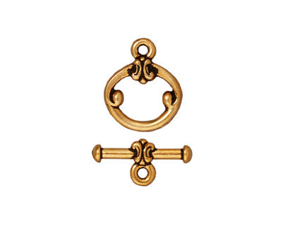 TierraCast Antique Gold (plated) Classic Toggle Clasp 15x12mm, 16mm Bar