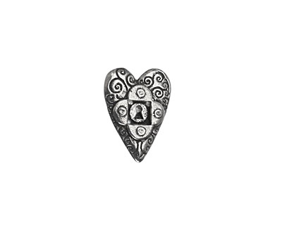 Green Girl Pewter Locked Heart Button 17x23mm