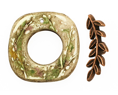 Humble Beads Polymer Clay New Leaf Square Toggle Clasp 27-29, 26mm bar