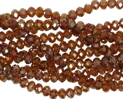 Dark Topaz AB Crystal Faceted Rondelle 4mm