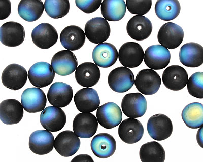 Czech Glass Matte Jet AB Round 6mm