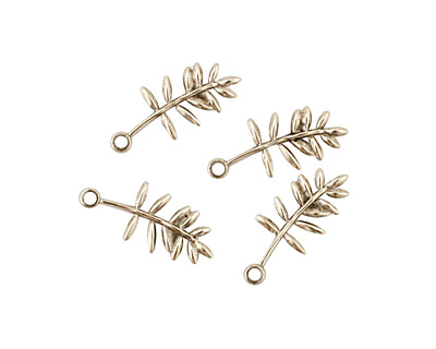 Stampt Antique Pewter (plated) Olive Branch Charm 6x15mm