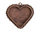 Nunn Design Antique Copper (plated) Large Ornate Heart Bezel Pendant 40x37mm
