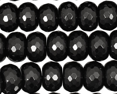 Black Onyx Faceted Rondelle 8x12mm