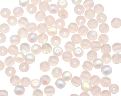 Czech Glass Matte Rosaline AB Round 4mm